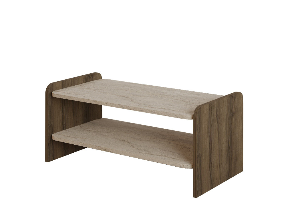 Tavolino in legno “Amon” - 89,8 x 39,8 x 44,8 cm - Travertino / Noce antico