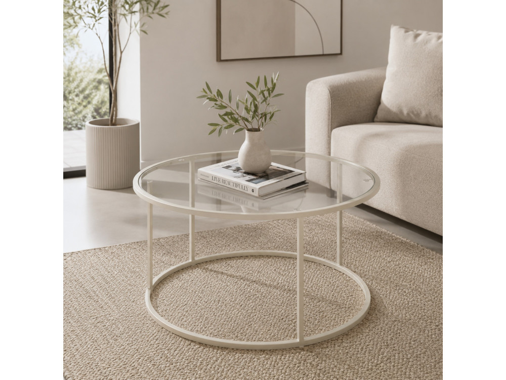 Tavolino in legno "Beige-Trs-80-Nrd-Srk" - 80 x 80 x 43 cm - Beige