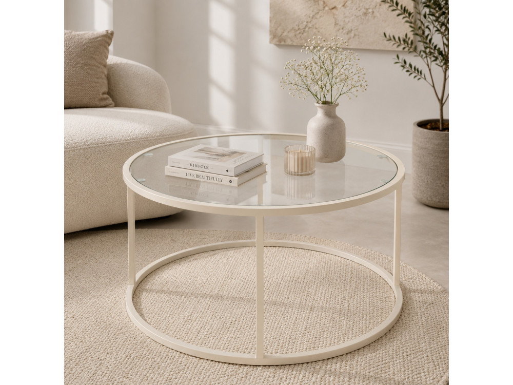 Tavolino in legno "Beige-Trs-80-Nrd-Srk" - 80 x 80 x 43 cm - Beige