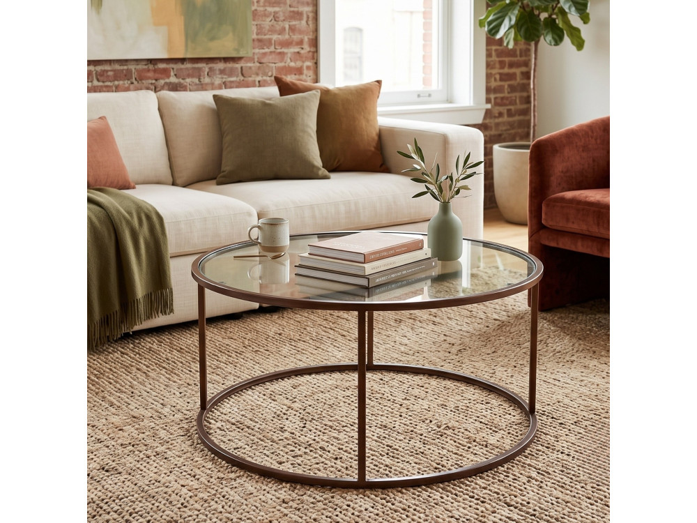 Tavolino in legno "Brown-Trs-80-Nrd-Srk" - 80 x 80 x 43 cm - Marrone