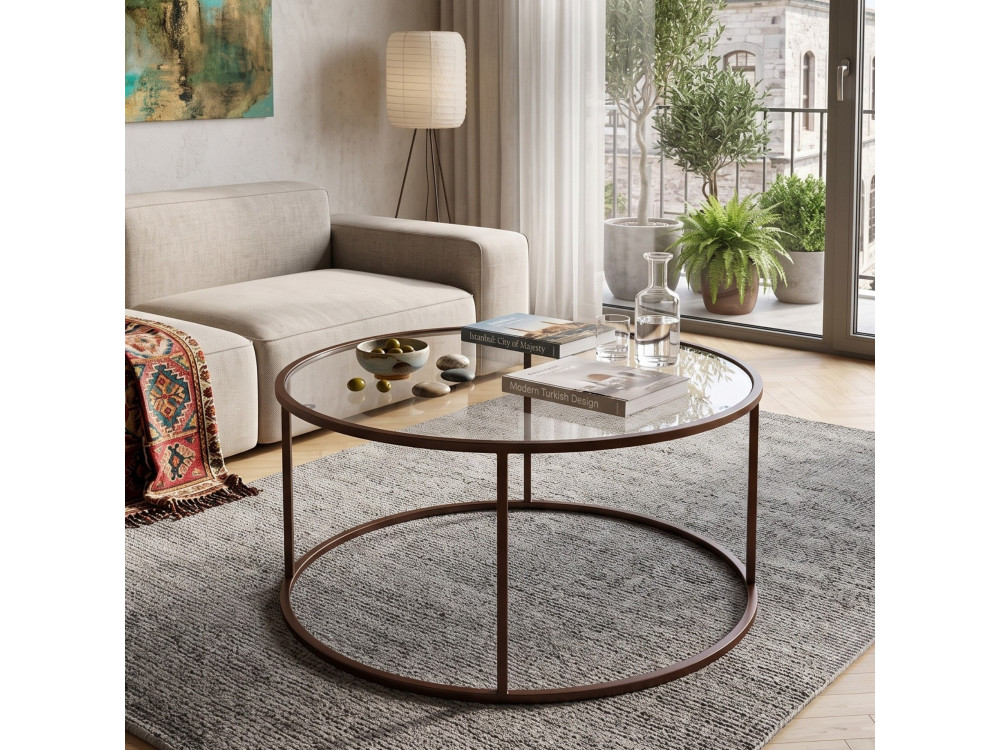 Tavolino in legno "Brown-Trs-80-Nrd-Srk" - 80 x 80 x 43 cm - Marrone