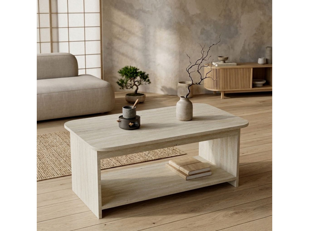 Tavolino in legno "Chb1" - 100 x 50 x 42 cm - Travertino