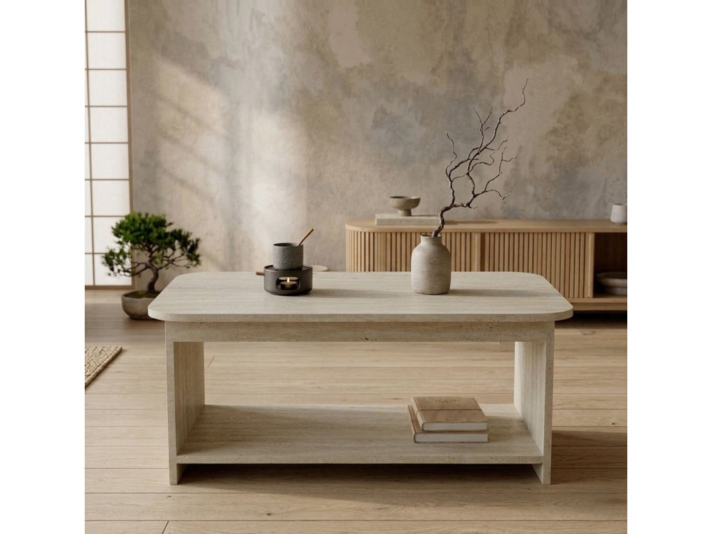 Tavolino in legno "Chb1" - 100 x 50 x 42 cm - Travertino