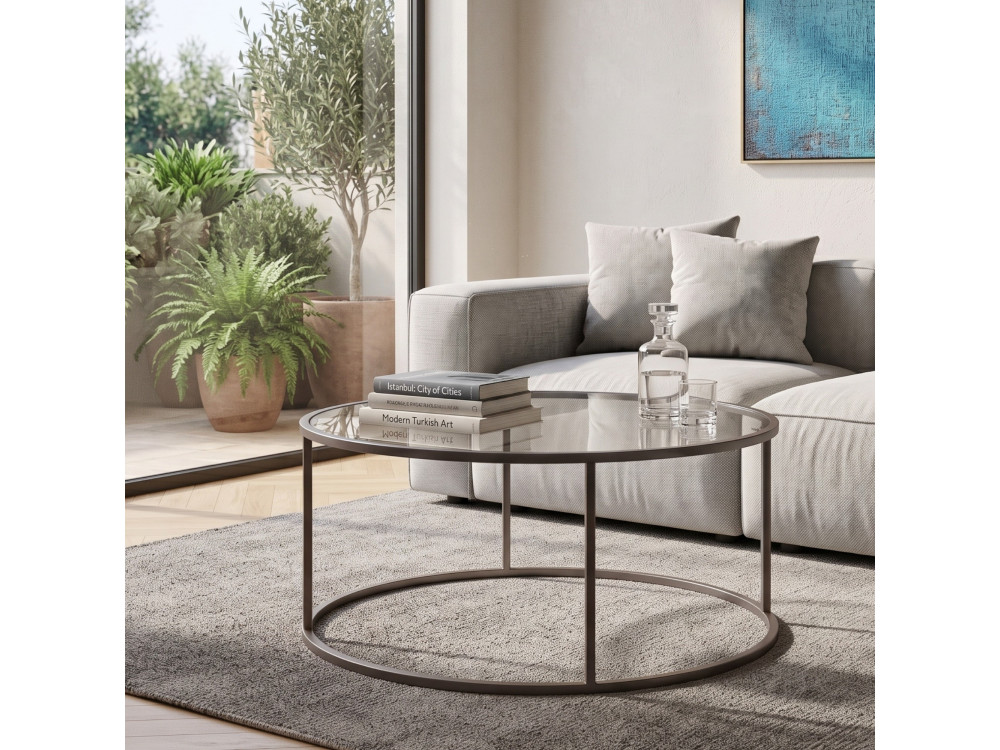 Tavolino in legno "Grey-Trs-80-Nrd-Srk" - 80 x 80 x 43 cm - Grigio