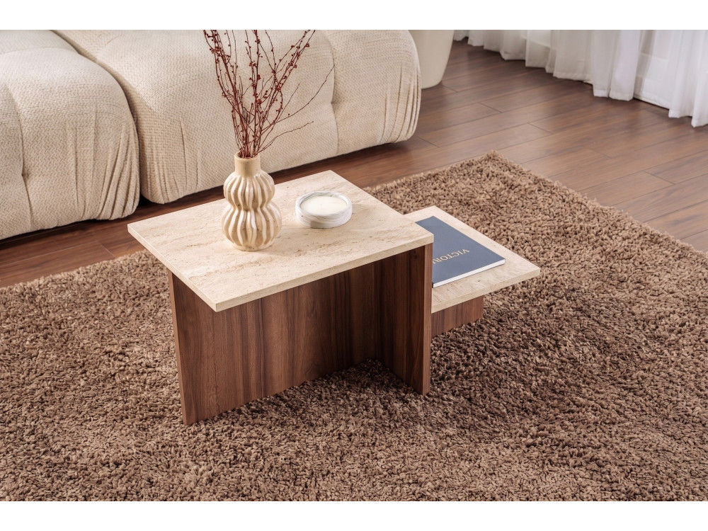Tavolino in legno "Harmony" - 80 x 40 x 40 cm - Travertino