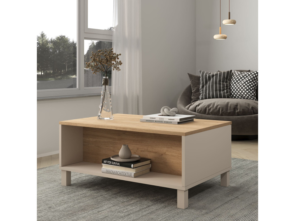 Tavolino in legno "Mood" - 90 x 60 x 40 cm - Sabbia