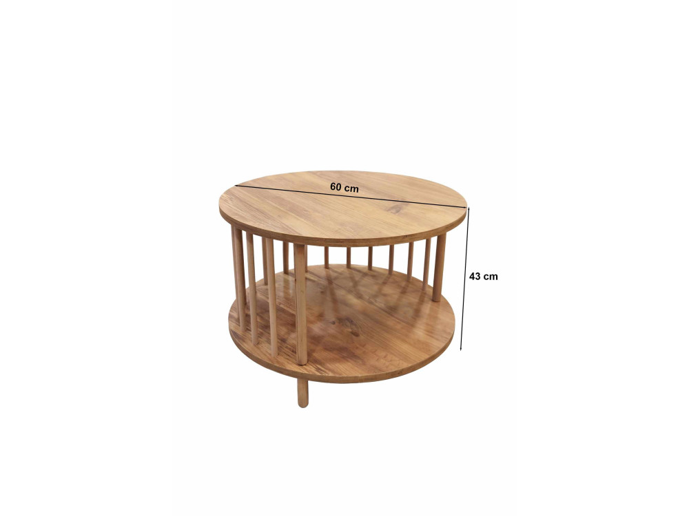 Tavolino in legno "Peka-0108" - 60 x 43 cm - Pino