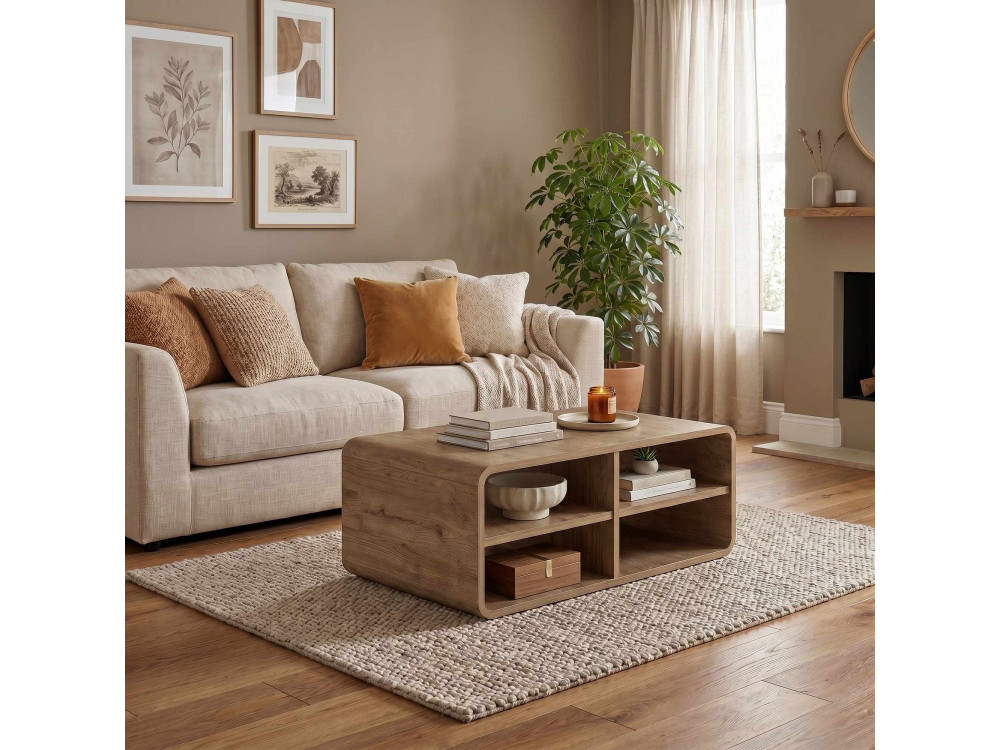 Tavolino in legno "ROVEL" - 80 x 50 x 32 cm - Naturale