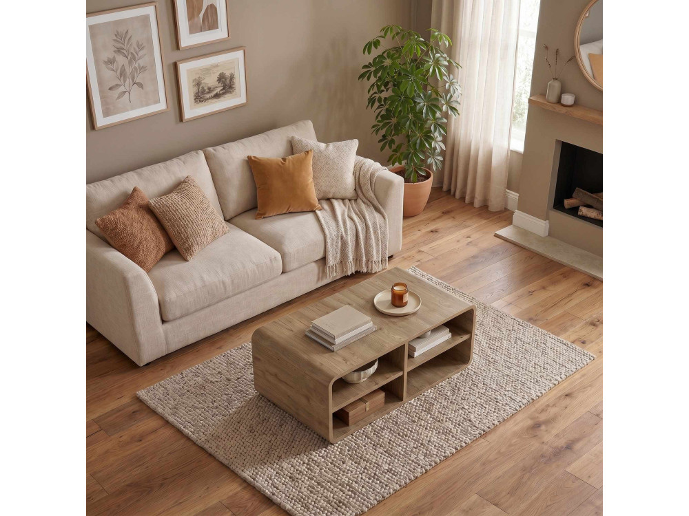 Tavolino in legno "ROVEL" - 80 x 50 x 32 cm - Naturale