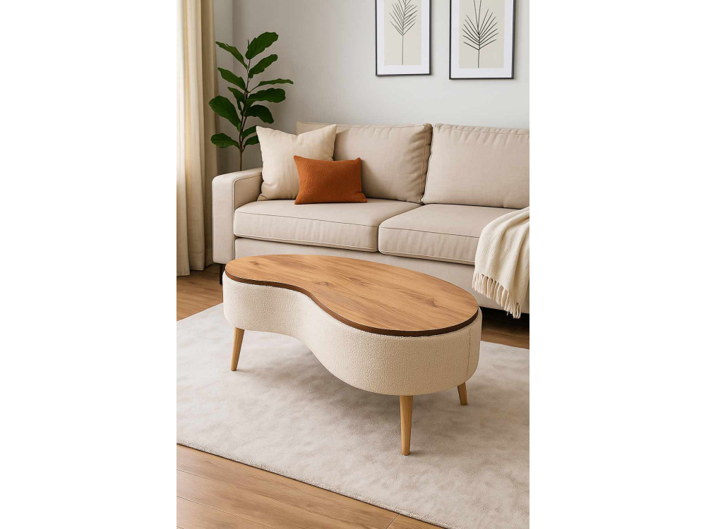 Tavolino in legno "Vera" - 98 x 50 x 45 cm - Beige