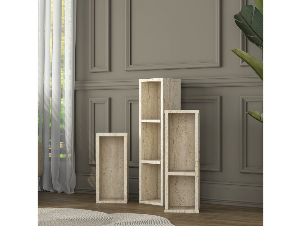 Set di tavolini in legno "AD106" - 20 x 18 x 80 cm - Travertino