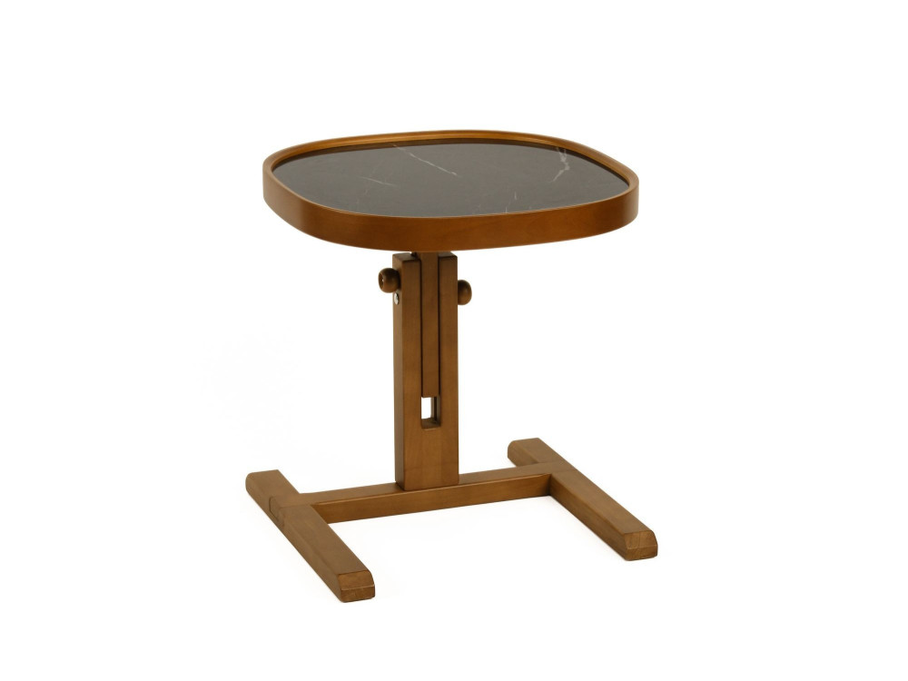 Tavolino in legno “Opus Kare 42” - 42 x 42 x 57 cm - Noce / Marmo nero