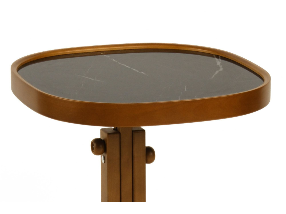 Tavolino in legno “Opus Kare 42” - 42 x 42 x 57 cm - Noce / Marmo nero