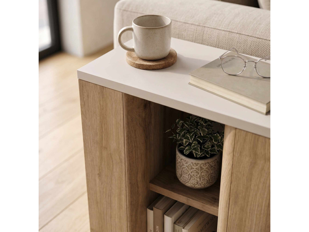 Tavolino in legno “VENTRO” - 45 x 25 x 51 cm - Naturale / Gres