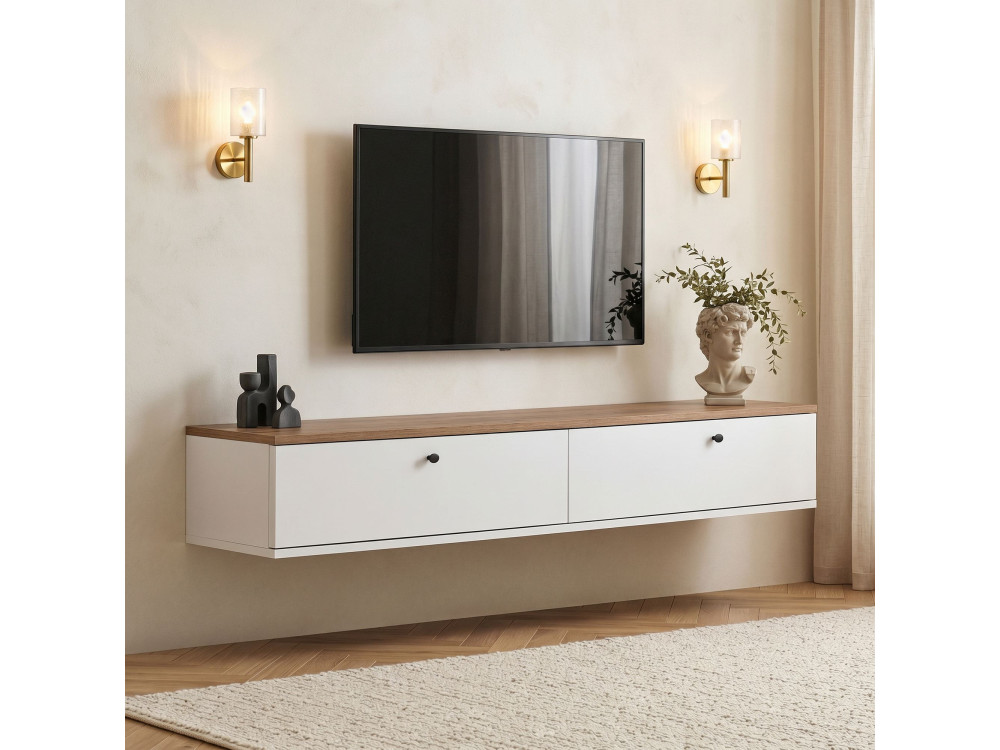 Mobile TV in legno "Linea 160" - 160 x 25 x 25 cm - Bianco