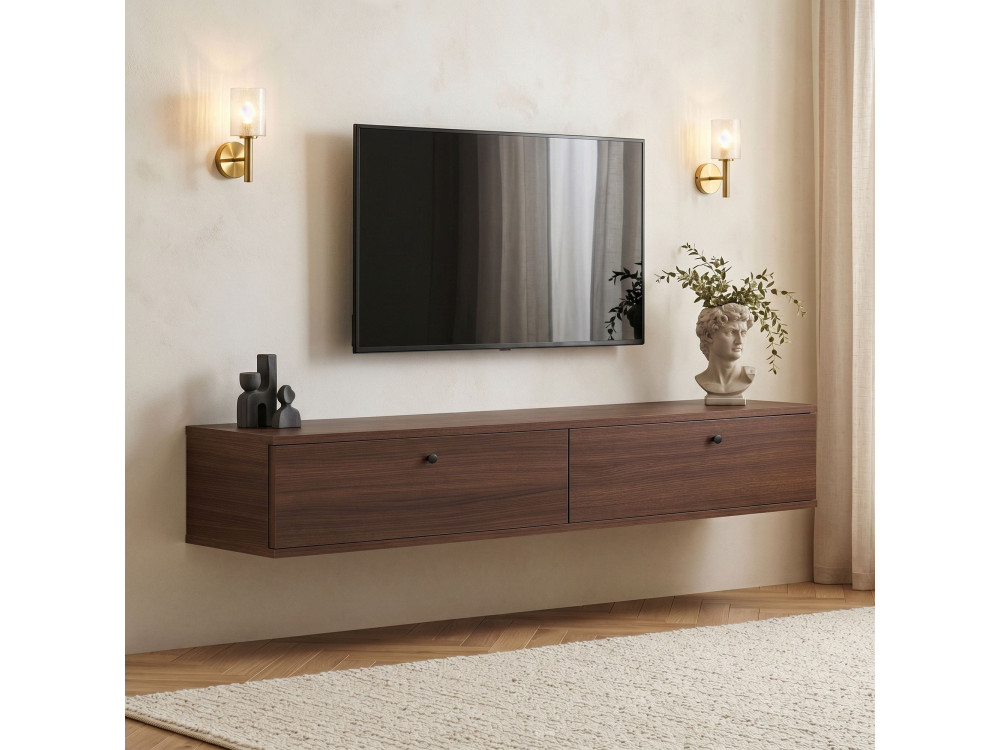 Mobile TV in legno "Ligne 160" - 160 x 25 x 25 cm - Noce