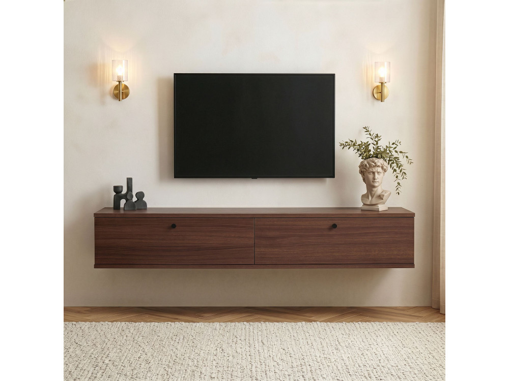 Mobile TV in legno "Ligne 160" - 160 x 25 x 25 cm - Noce