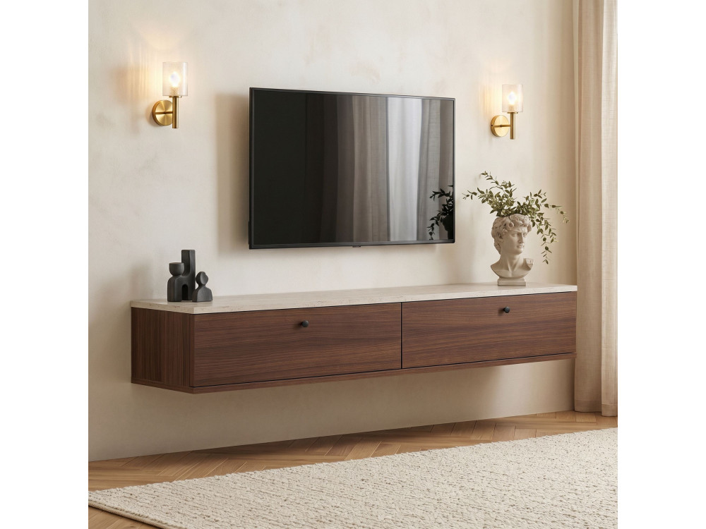 Mobile TV in legno "Ligne 160" - 160 x 25 x 25 cm - Marrone