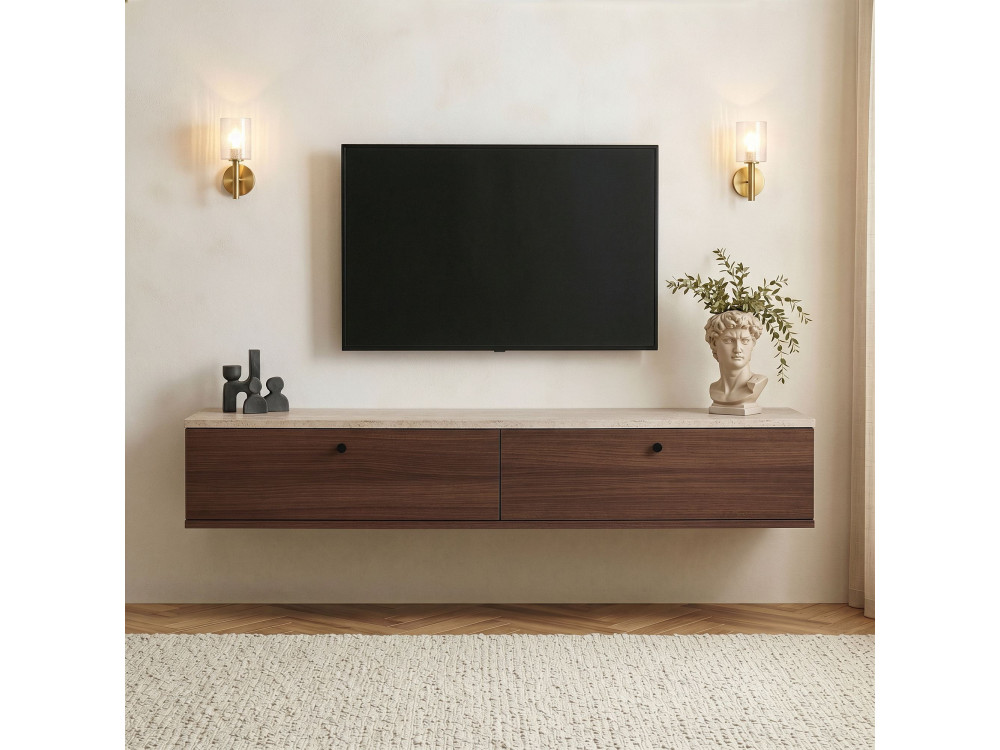 Mobile TV in legno "Ligne 160" - 160 x 25 x 25 cm - Marrone