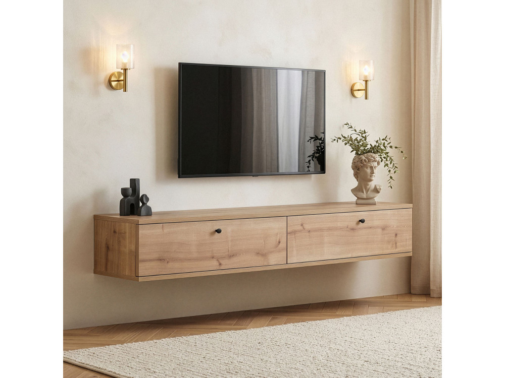 Mobile TV in legno "Ligne 160" - 160 x 25 x 25 cm - Rovere