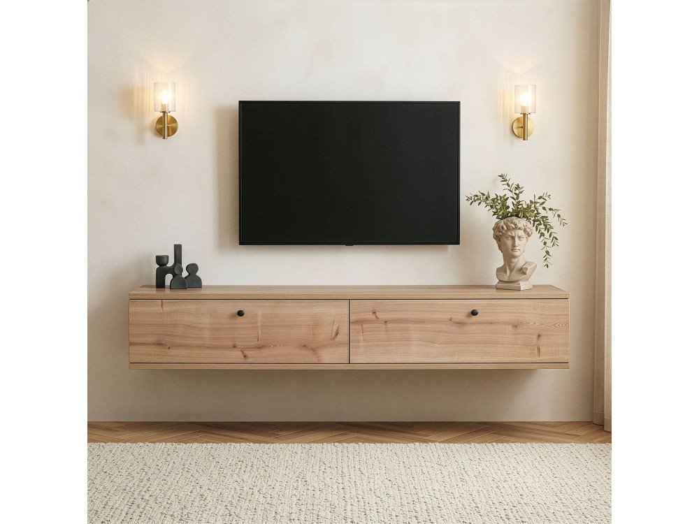 Mobile TV in legno "Ligne 160" - 160 x 25 x 25 cm - Rovere