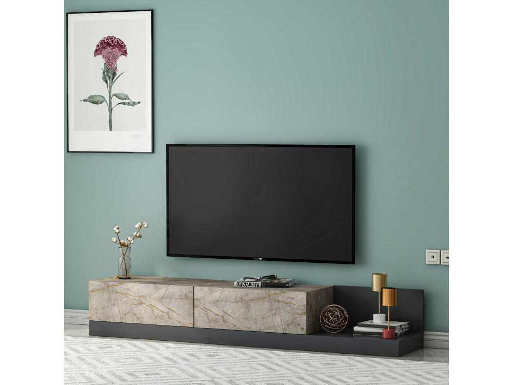 Mobile TV in legno "Major" - 180 x 37 x 30 cm -  Antracite