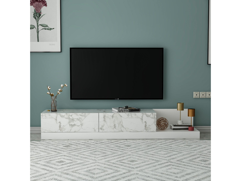 Mobile TV in legno "Major" - 180 x 37 x 30 cm - Bianco