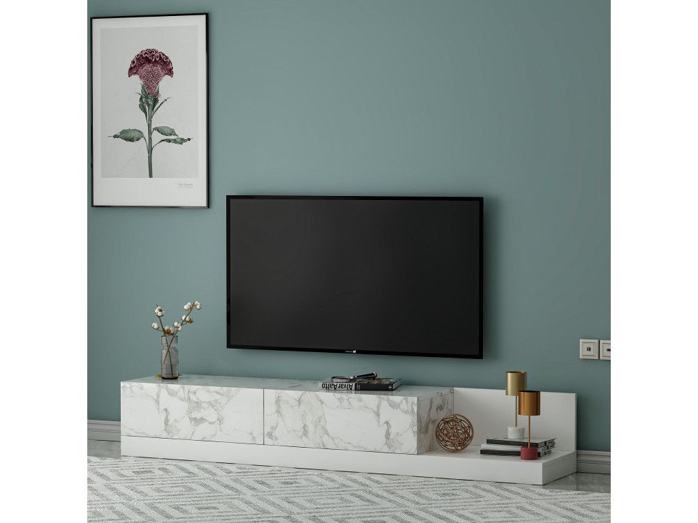Mobile TV in legno "Major" - 180 x 37 x 30 cm - Bianco