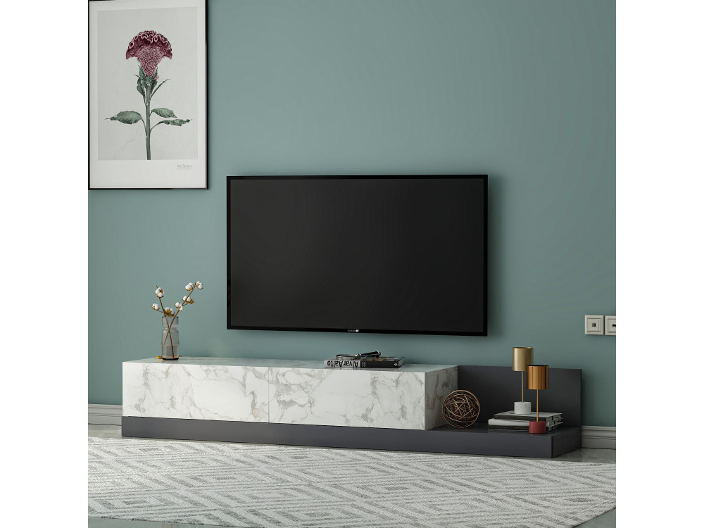 Mobile TV in legno "Major" - 180 x 37 x 30 cm - Grigio
