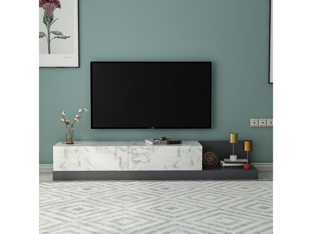 Mobile TV in legno "Major" - 180 x 37 x 30 cm - Grigio