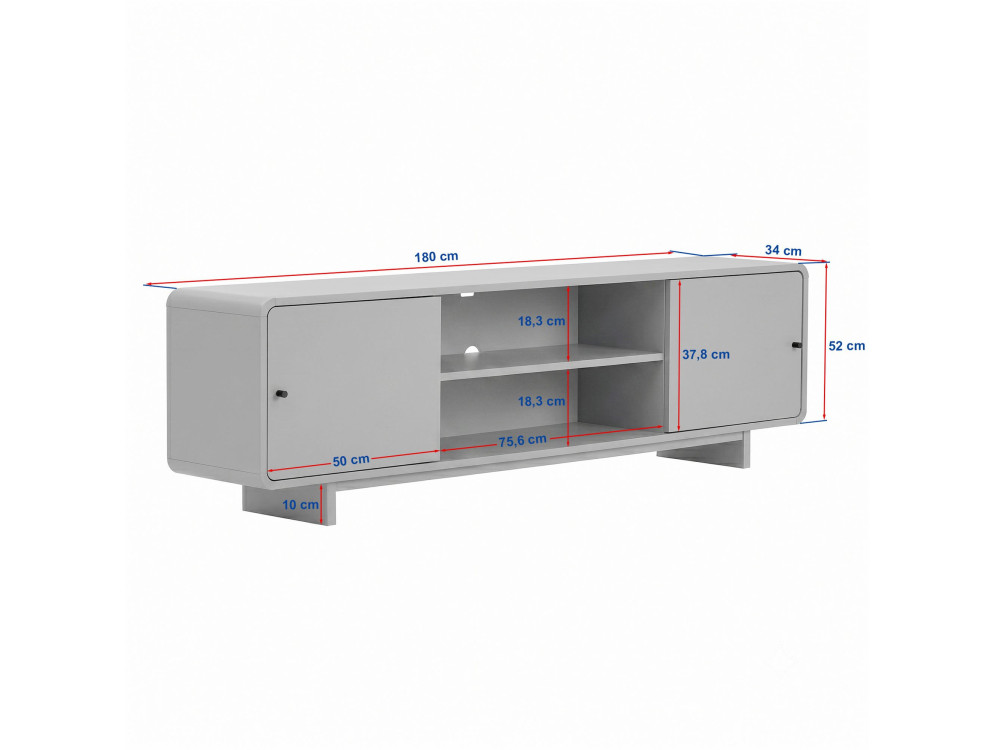 Mobile TV in legno "Mirel" - 180 x 34 x 52 cm - Rovere