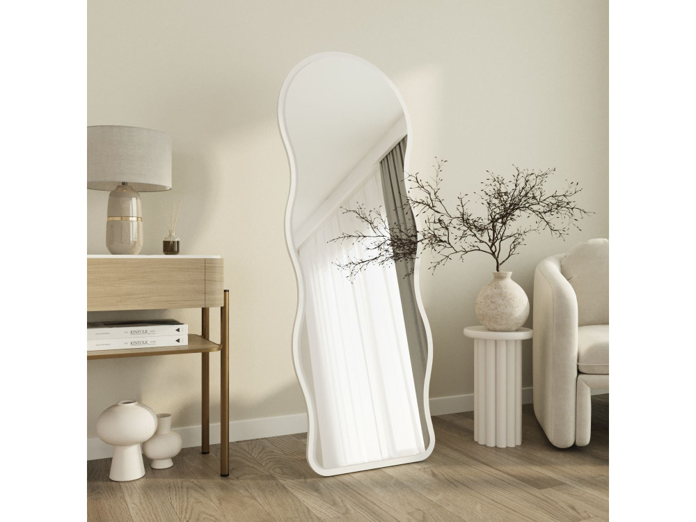 Specchio da terra in legno "Asial" - 50 x 2 x 160 cm - Bianco