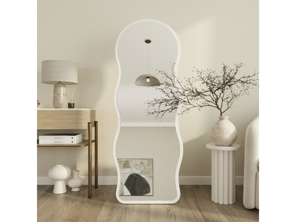 Specchio da terra in legno "Asial" - 50 x 2 x 160 cm - Bianco