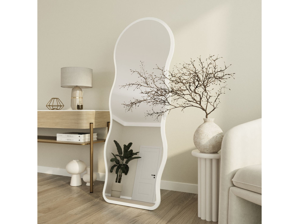 Specchio da terra in legno "Asial" - 50 x 2 x 160 cm - Bianco