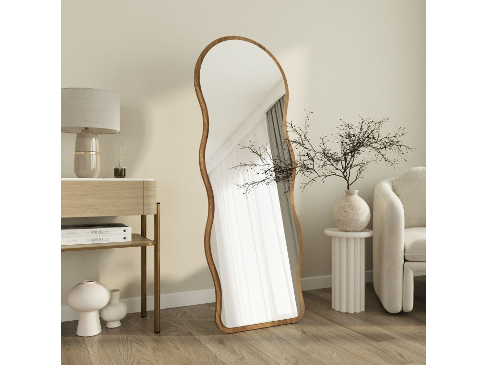 Specchio da terra in legno "Asial" - 50 x 2 x 160 cm - Noce