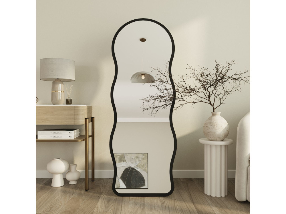 Specchio da terra in legno "Asial" - 50 x 2 x 160 cm - Nero