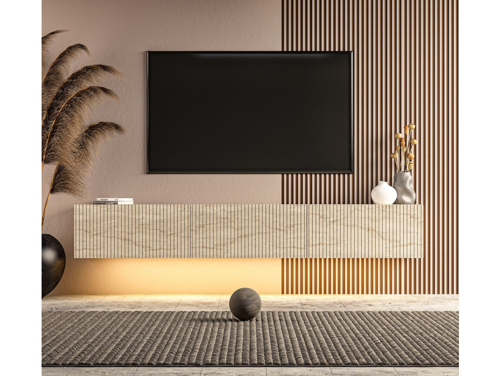 Mobile TV in legno “Ada” - 180 x 31 x 29 cm - Travertino