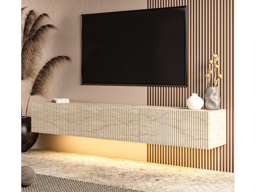 Mobile TV in legno “Ada” - 180 x 31 x 29 cm - Travertino