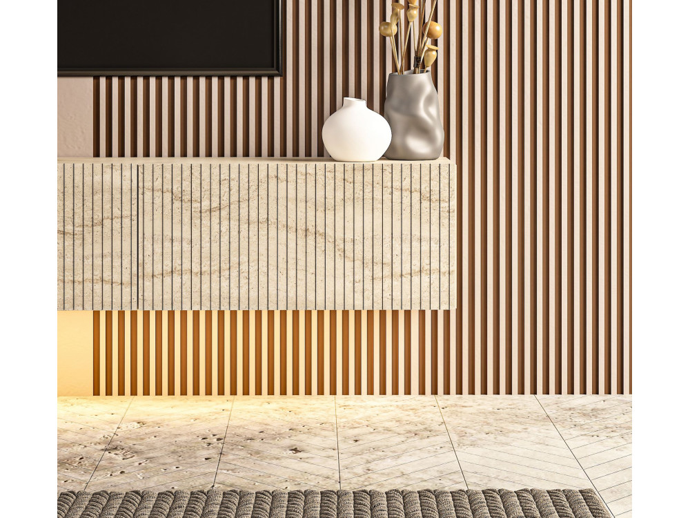 Mobile TV in legno “Ada” - 180 x 31 x 29 cm - Travertino