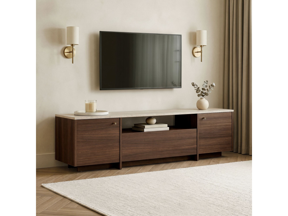 Mobile TV in legno "Alvar" - 180 x 35 x 46 cm - Travertino