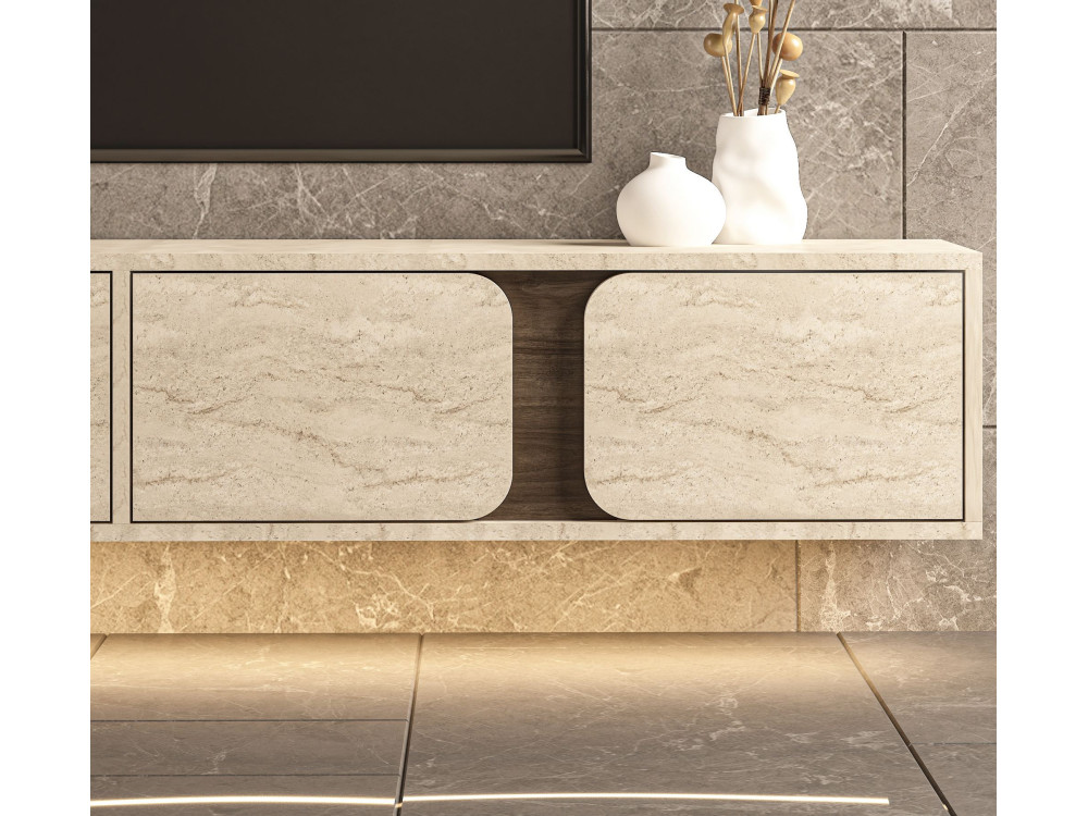 Mobile TV in legno "Helen" - 180 x 30 x 30 cm - Travertino