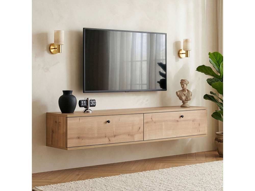 Mobile TV in legno "Linea 140" - 140 x 25 x 25 cm - Beige