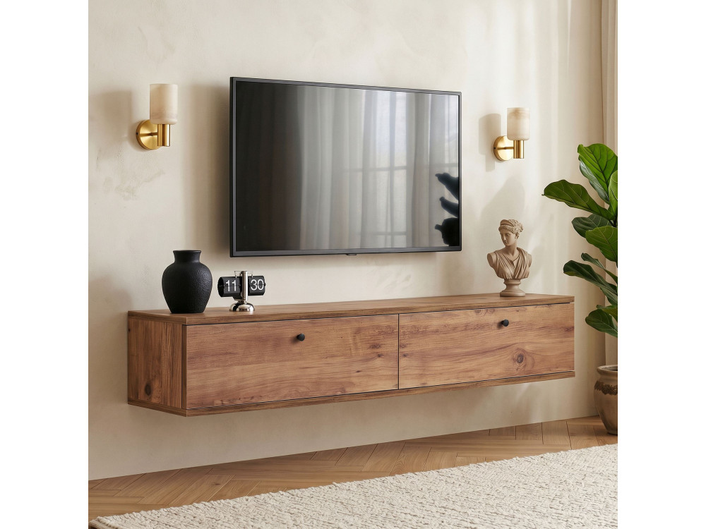 Mobile TV in legno "Ligne 140" - 140 x 25 x 25 cm - Marrone