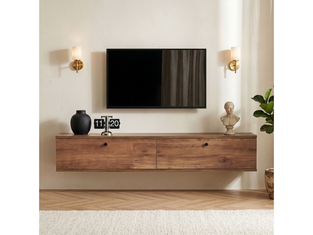 Mobile TV in legno "Ligne 140" - 140 x 25 x 25 cm - Marrone