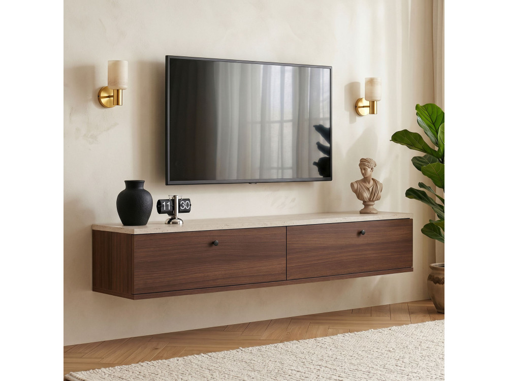 Mobile TV in legno "Ligne 140" - 140 x 25 x 25 cm - Marrone