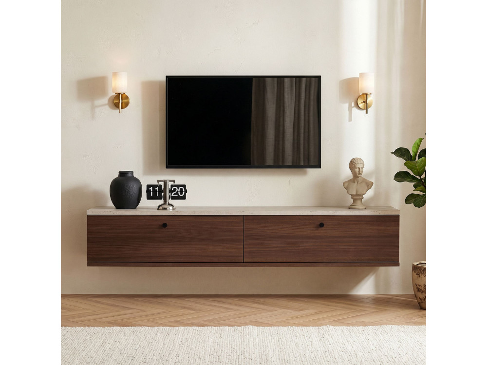 Mobile TV in legno "Ligne 140" - 140 x 25 x 25 cm - Marrone