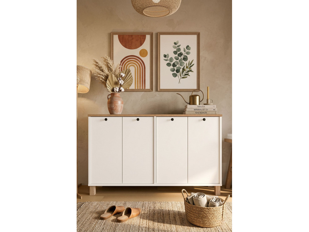 Consolle in legno "Nord" - 120 x 29 x 74 cm - Bianco
