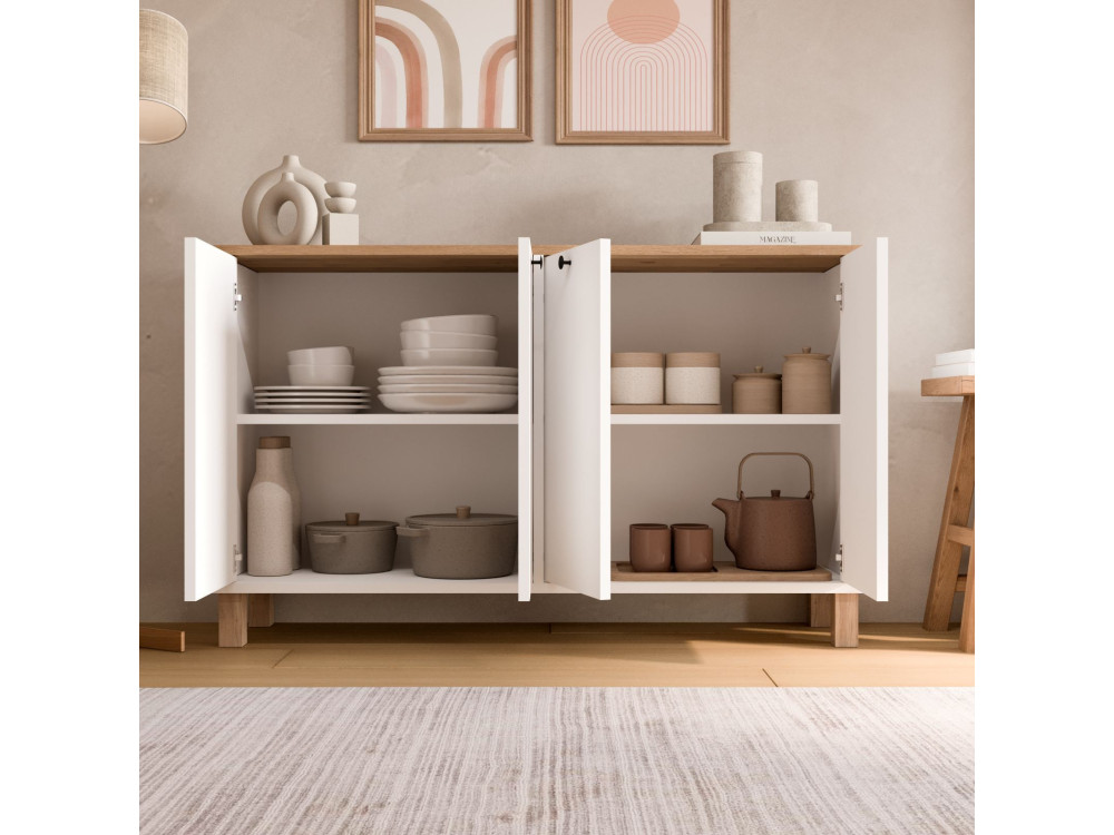 Consolle in legno "Nord" - 120 x 29 x 74 cm - Bianco