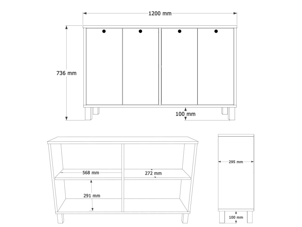 Consolle in legno "Nord" - 120 x 29 x 74 cm - Bianco