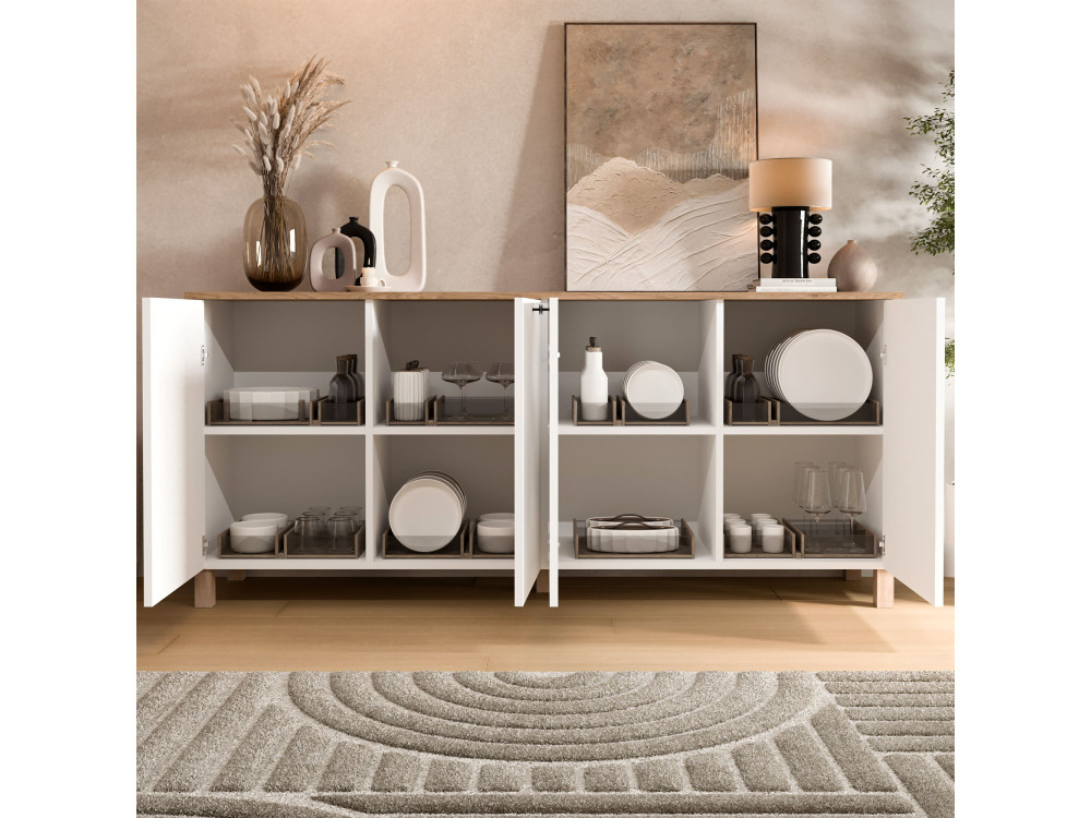 Consolle in legno "Nord" - 180 x 42 x 80 cm - Bianco